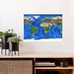 Plakat samoprzylepny Realistyczna mapa świata