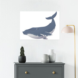 Zabawny biało niebieski wieloryb 