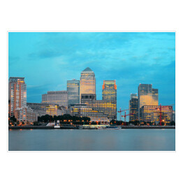 Plakat samoprzylepny Budynki Canary Wharf, Londyn, Wielka Brytania