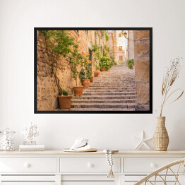 Obraz w ramie Schody w starej wiosce we Włoszech