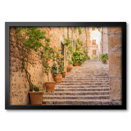 Obraz w ramie Schody w starej wiosce we Włoszech