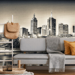 Fototapeta samoprzylepna Melbourne, Victoria, Australia - panorama miasta w odcieniach szarości
