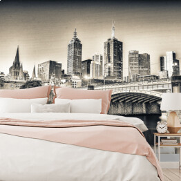 Fototapeta winylowa zmywalna Melbourne, Victoria, Australia - panorama miasta w odcieniach szarości