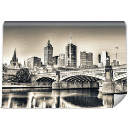 Fototapeta samoprzylepna Melbourne, Victoria, Australia - panorama miasta w odcieniach szarości