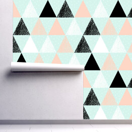 Tapeta samoprzylepna w rolce Pastelowe i czarne trójkąty - geometryczne wzory