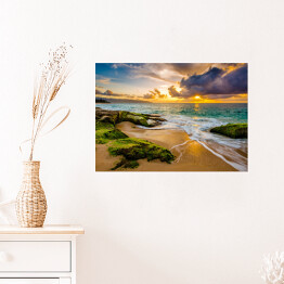 Plakat samoprzylepny Zachód słońca na Hawajach