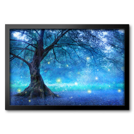 Obraz w ramie Magiczne drzewo w magicznym błękitnym lesie