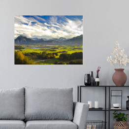 Plakat Krajobraz w Bawarii z Alpami