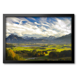Obraz w ramie Krajobraz w Bawarii z Alpami