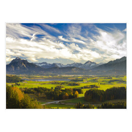 Plakat samoprzylepny Krajobraz w Bawarii z Alpami