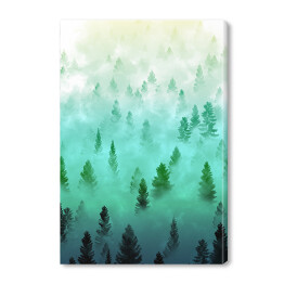 Obraz na płótnie Mglisty zielony krajobraz leśny