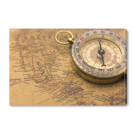 Obraz na płótnie Stary kompas na vintage mapie