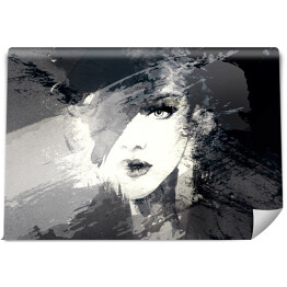 Fototapeta winylowa zmywalna Piękna twarz kobiety na ciemnym tle - akwarela