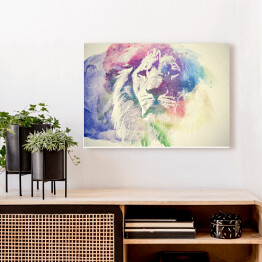 Obraz na płótnie Kolorowy, akwarelowy portret lwa