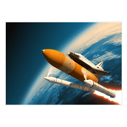 Plakat Rakieta kosmiczna w stratosferze