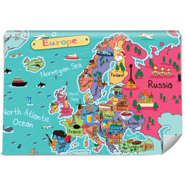 Fototapeta samoprzylepna Mapa Europy z symbolami