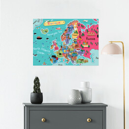 Plakat Mapa Europy z symbolami