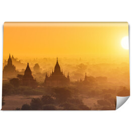 Fototapeta winylowa zmywalna Panorama Myanmar, Bagan w trakcie zmierzchu
