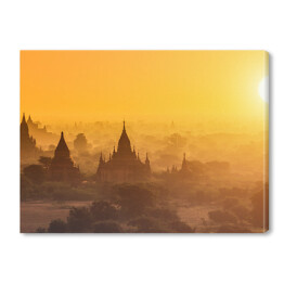 Obraz na płótnie Panorama Myanmar, Bagan w trakcie zmierzchu