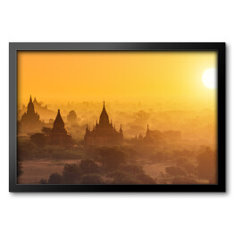 Obraz w ramie Panorama Myanmar, Bagan w trakcie zmierzchu