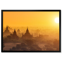 Plakat w ramie Panorama Myanmar, Bagan w trakcie zmierzchu