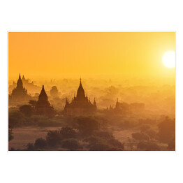 Plakat Panorama Myanmar, Bagan w trakcie zmierzchu