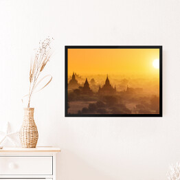 Obraz w ramie Panorama Myanmar, Bagan w trakcie zmierzchu