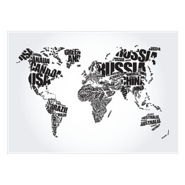 Plakat Mapa świata - czarno biała typografia