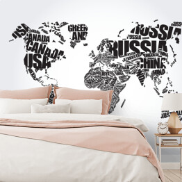 Fototapeta samoprzylepna Mapa świata - czarno biała typografia