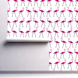 Tapeta samoprzylepna w rolce Piękne flamingi na białym tle
