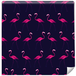 Tapeta winylowa zmywalna w rolce Różowe flamingi na granatowym tle