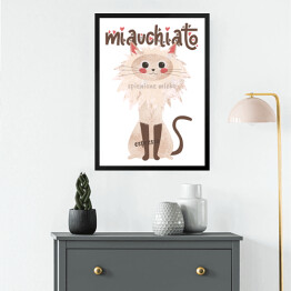 Obraz w ramie Kawa z kotem - miauchiato