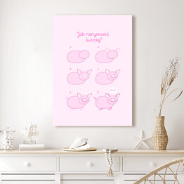 Obraz na płótnie Ilustracja - różowa pastelowa świnka
