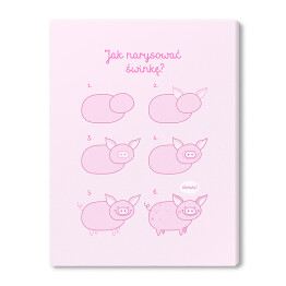 Obraz na płótnie Ilustracja - różowa pastelowa świnka