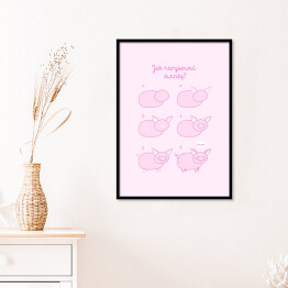 Plakat w ramie Ilustracja - różowa pastelowa świnka