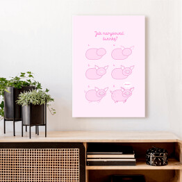 Obraz klasyczny Ilustracja - różowa pastelowa świnka