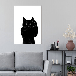 Plakat samoprzylepny Kotek machający łapkami