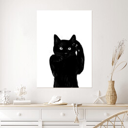 Plakat samoprzylepny Kotek machający łapkami