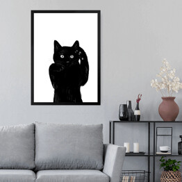 Obraz w ramie Kotek machający łapkami