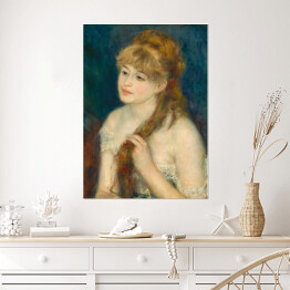 Plakat samoprzylepny Auguste Renoir Young Woman Braiding Her Hair. Reprodukcja