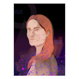 Plakat samoprzylepny Twarz kobiety ilustracja, ciemniejsze kolory