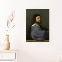 Plakat samoprzylepny Tycjan "Portrait of a man with a quilted sleeve"