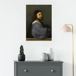 Plakat samoprzylepny Tycjan "Portrait of a man with a quilted sleeve"