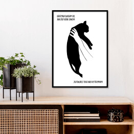 Plakat w ramie Czarny kot z napisem "Grażynko, znajdź sobie chłopa" - ilustracja