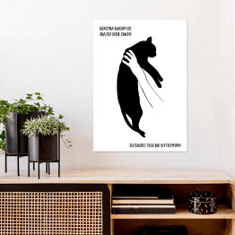 Plakat samoprzylepny Czarny kot z napisem "Grażynko, znajdź sobie chłopa" - ilustracja
