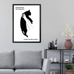 Obraz w ramie Czarny kot z napisem "Grażynko, znajdź sobie chłopa" - ilustracja
