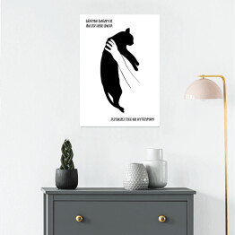 Plakat samoprzylepny Czarny kot z napisem "Grażynko, znajdź sobie chłopa" - ilustracja