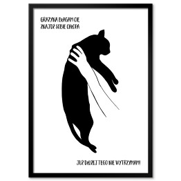 Obraz klasyczny Czarny kot z napisem "Grażynko, znajdź sobie chłopa" - ilustracja