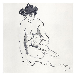 Plakat samoprzylepny Paul Signac Siedząca naga kobieta. Reprodukcja