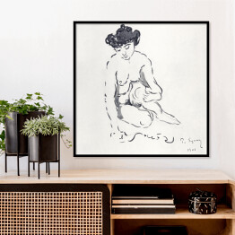 Plakat w ramie Paul Signac Siedząca naga kobieta. Reprodukcja